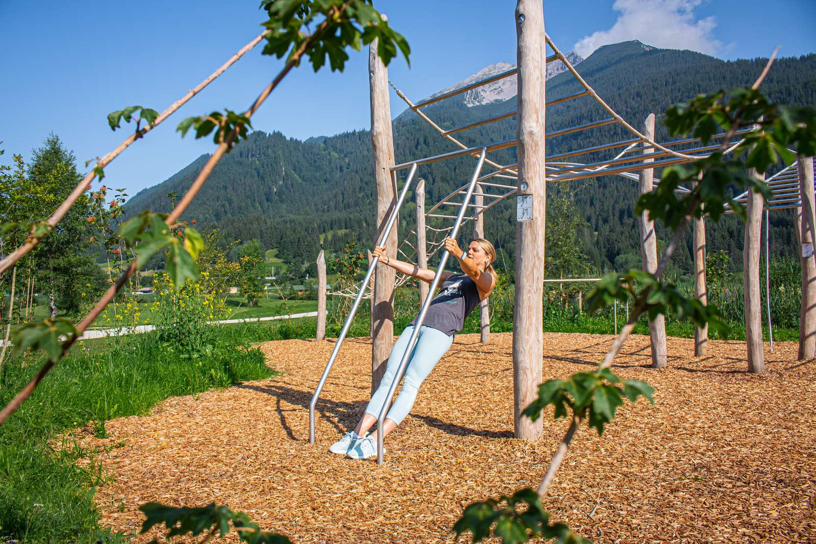 A woman exercising outdoors 